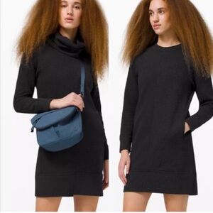 Lululemon On Repeat Knee Length Dress Black Sz 4 Removable Collar